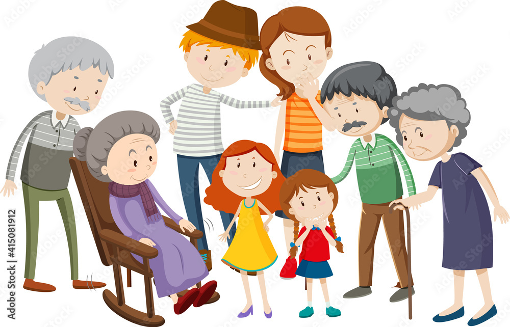 Member of family cartoon character on white background Member of family cartoon character on white background