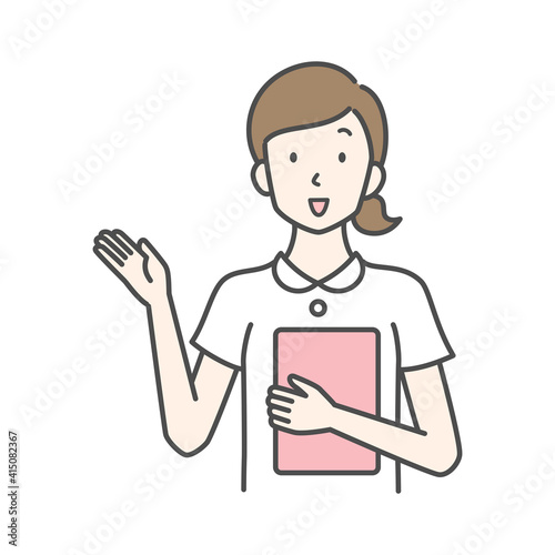 案内する女性看護師