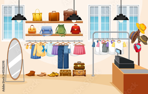 Fashion clothes store background