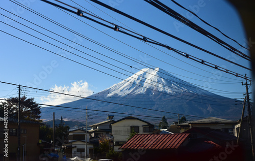 Toky japan November 23 2018 Unidentified Electric train passengers from Tokyo to Fuji san mountain  and street views. Fuji mountain of japan famous landmark travel. photo