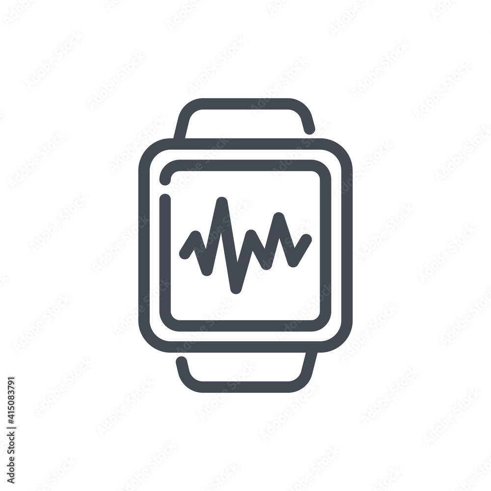 Sport watches with cardio pulse line icon. Smart training watch heartbeat vector outline sign. Sport watches with cardio pulse line icon. Smart training watch heartbeat vector outline sign.