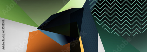 Low poly 3d geometric shapes, minimal abstract background. Vector illustrations for covers, banners, flyers and posters and other