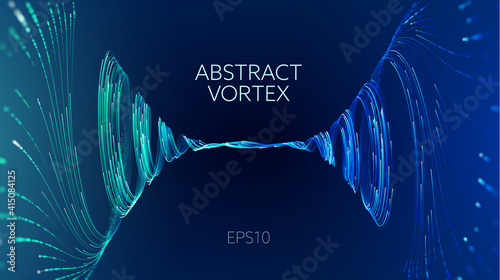 Abstract data transfer vortex. Futuristic digital technology. Vortex data concept. Spiral motion
