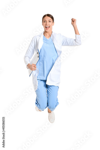 Jumping female doctor again...