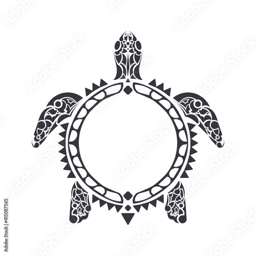 Sea turtle in the Maori style. Tattoo sketch