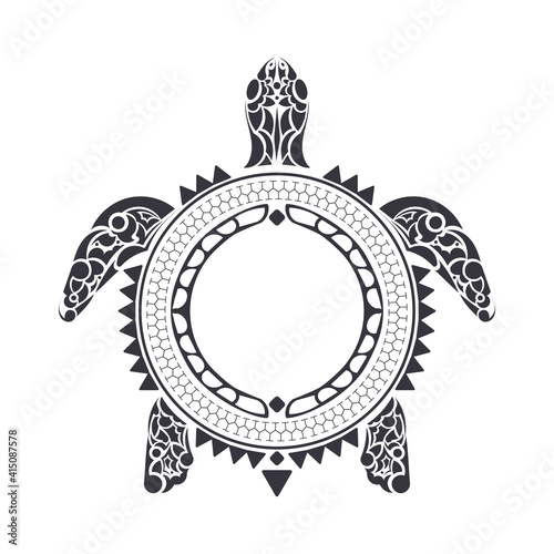Tribal Polynesian turtle pattern. Maori and Polynesian culture pattern.