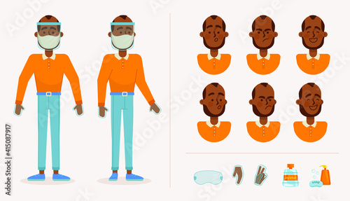 Covid Biosecurity-protocol equipment: Male Character for motion graphs