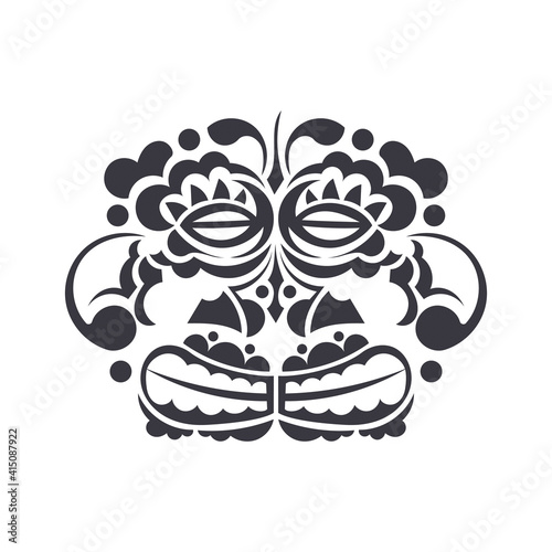 Face Tribal Polynesian tattoo style. Mask Pattern of Maori and Polynesian culture. Handmade. Vector illustration.