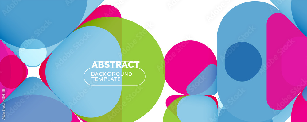 Flat geometric round shapes and dynamic lines, abstract background. Vector illustration for placards, brochures, posters and banners Flat geometric round shapes and dynamic lines, abstract background. Vector illustration for placards, brochures, posters and banners