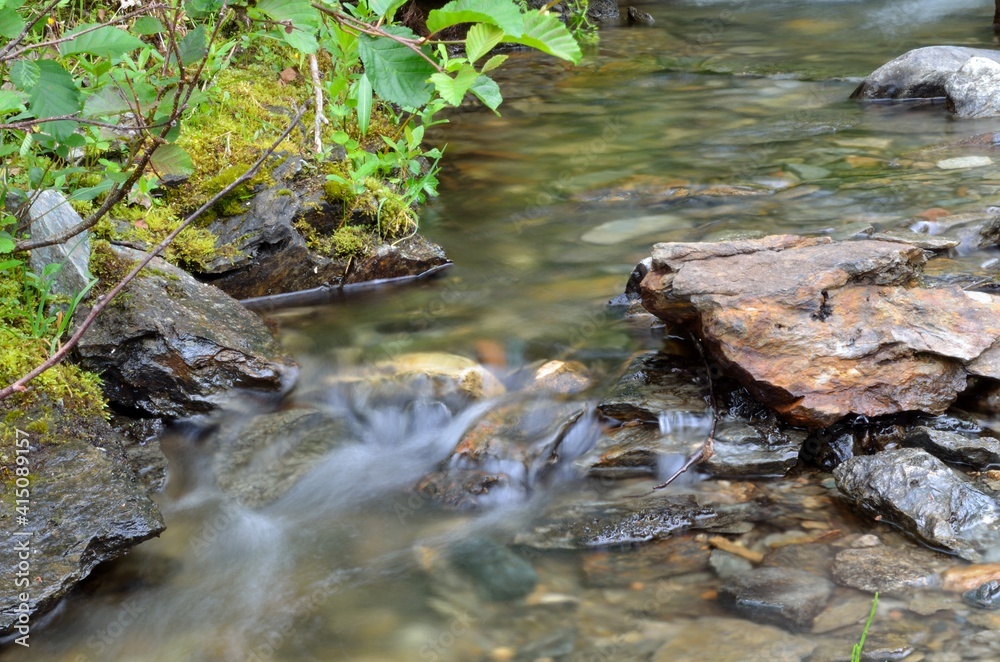 clean and clear serene mountain stream in summer wilderness clean and clear serene mountain stream in summer wilderness