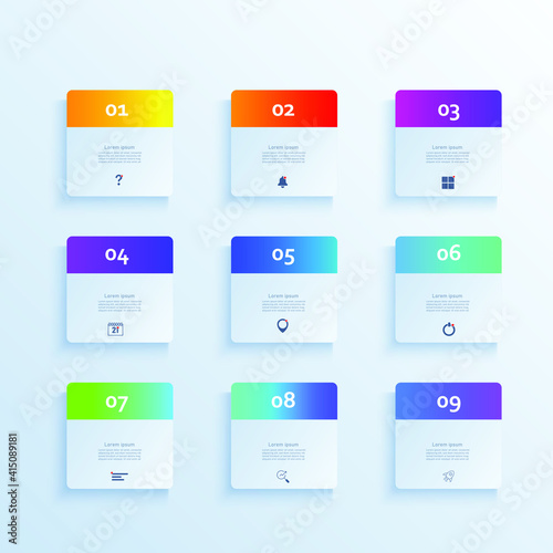  Partition color gradient chart origami paper color info-graphic template for diagram presentation chart and business concept with element options