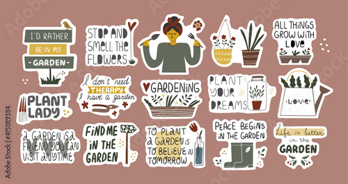 Set of funny inspirational quotes in stickers.