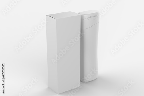 shampoo, conditioner or shower gel plastic bottle isolated on white background. Empty, clean cosmetic mock up bottles of beauty products. 3d illustration © Designkida