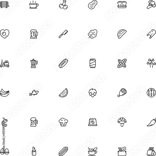 icon vector icon set such as: aluminium, agaric, craft, spare, kettle, cut, barrel, cake, watermelon, cooker, flora, herbs and spices, prepare, shell, can, aquarium, seasoning, sticks, away, culinary