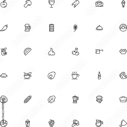 icon vector icon set such as: cinnamon, mussel, celebration, dining, cake, kebab, cell, raw, plate, appetizing, field, paprika, smoothie, blue, creamy, sauce, calories, kiwifruit, animal, template