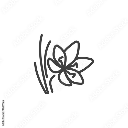 Saffron flower line icon. linear style sign for mobile concept and web design. Crocus saffron outline vector icon. Symbol, logo illustration. Vector graphics