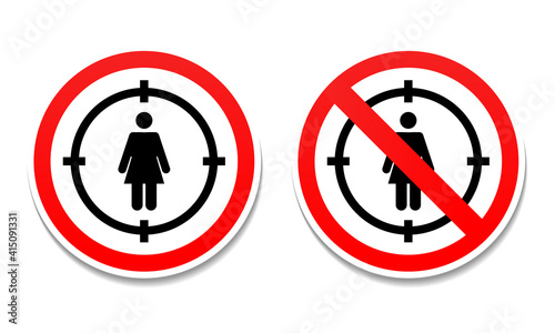 Targeting women sign. Stop violence against women. Domestic violence and female abusing.  Illustration vector