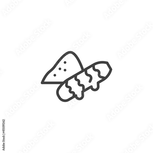 Turmeric root line icon. linear style sign for mobile concept and web design. Turmeric powder outline vector icon. Curcuma symbol, logo illustration. Vector graphics