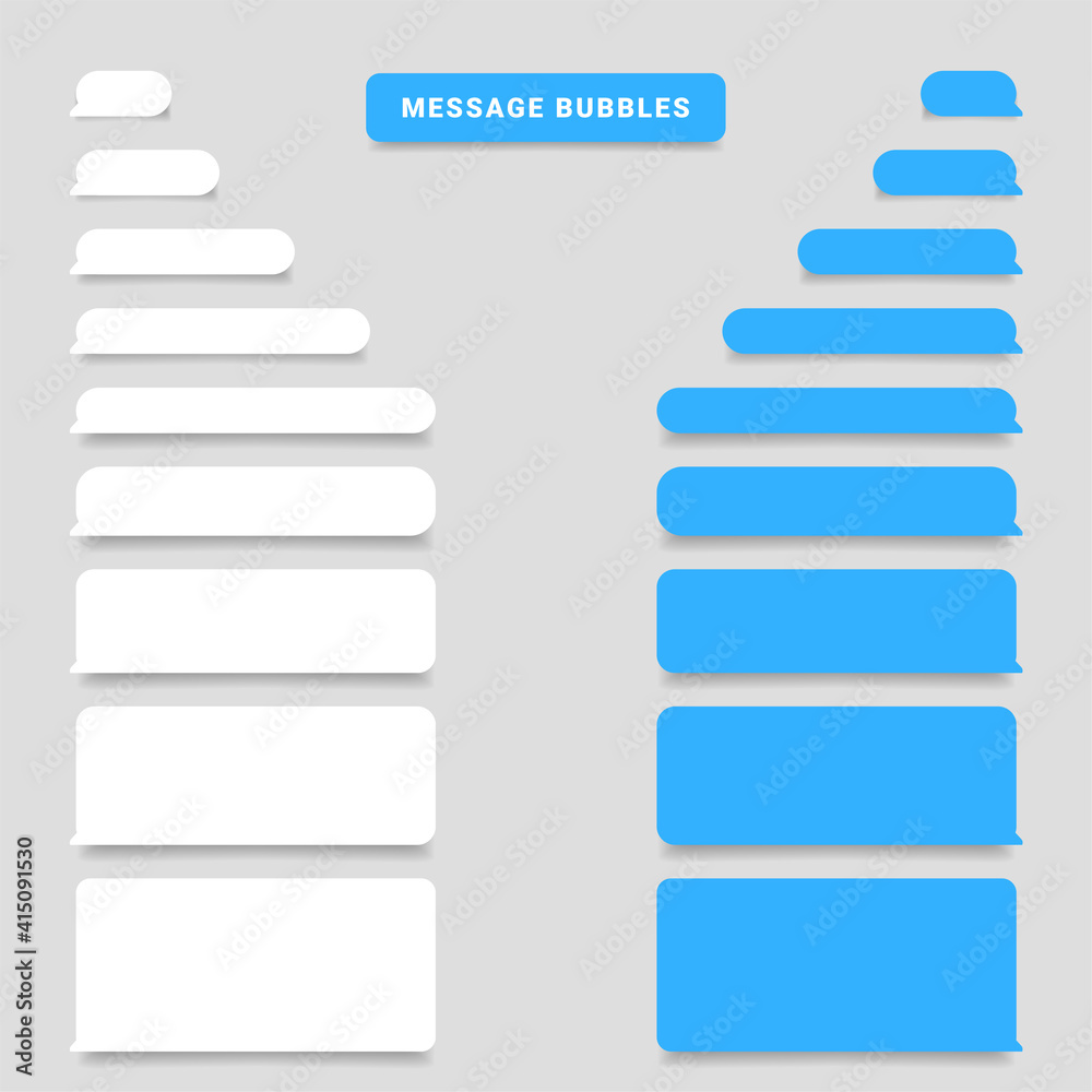 Smartphone message bubbles. Blank template messenger for conversation or talk. White and blue interface. Illustration vector Smartphone message bubbles. Blank template messenger for conversation or talk. White and blue interface. Illustration vector
