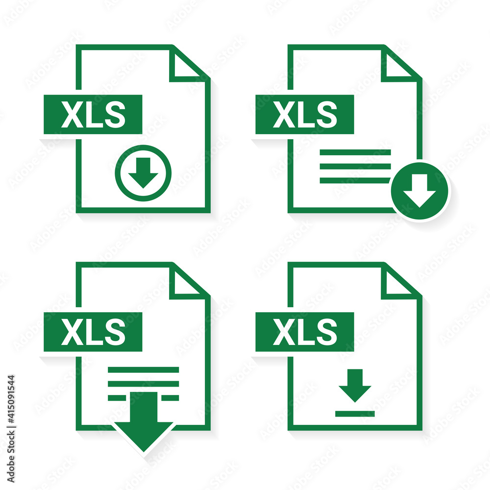 Set of XLS, format and extension of documents. XLS document download. File type. Illustration vector Set of XLS, format and extension of documents. XLS document download. File type. Illustration vector