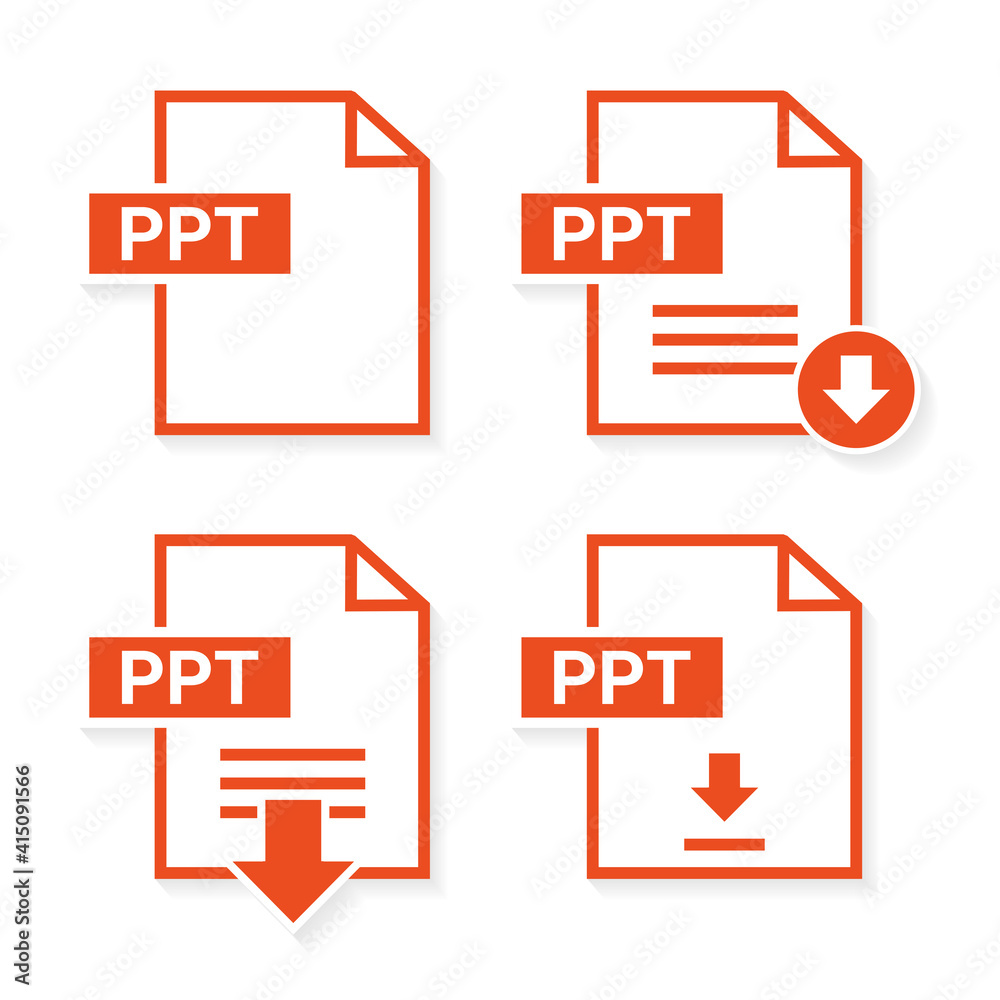 Set of PPT, format and extension of documents. PPT document download. File type. Illustration vector Set of PPT, format and extension of documents. PPT document download. File type. Illustration vector