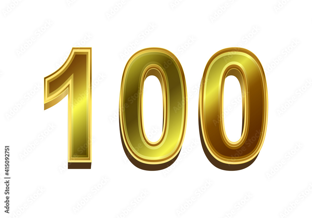 3d golden number 100 isolated on white background 3d golden number 100 isolated on white background