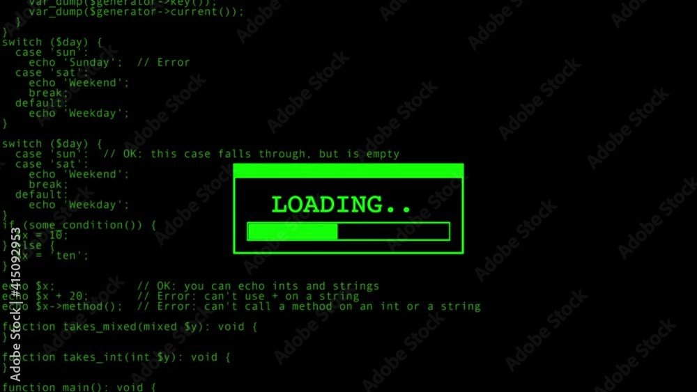 Hacking Loading bar animation with green code animation Stock Video ...