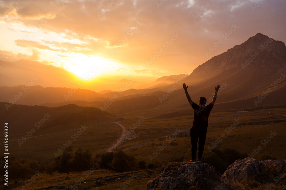 Golden sunset at the mountains
