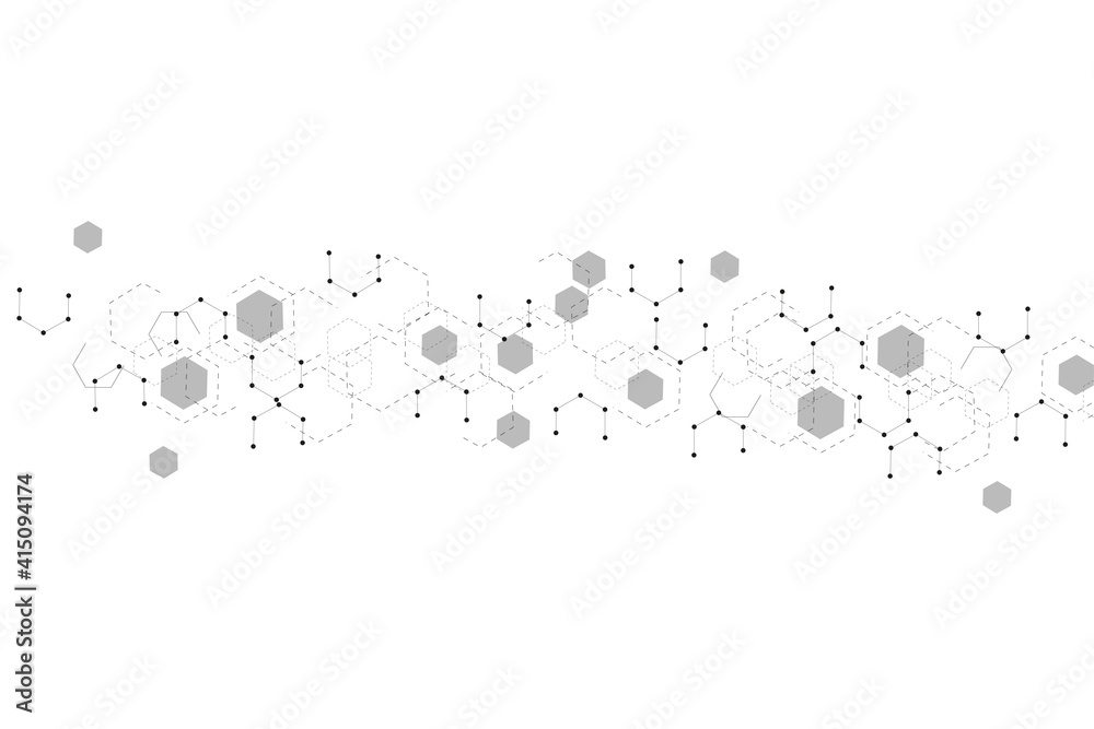 Modern futuristic background of the scientific hexagonal pattern. Virtual abstract background with particle, molecule structure for medical, technology, chemistry, science. Social network vector. Modern futuristic background of the scientific hexagonal pattern. Virtual abstract background with particle, molecule structure for medical, technology, chemistry, science. Social network vector.