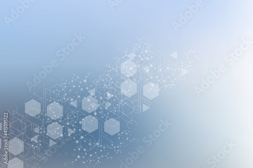 Hexagonal abstract background. Big Data Visualization. Global network connection. Medical, technology, science background. Vector illustration