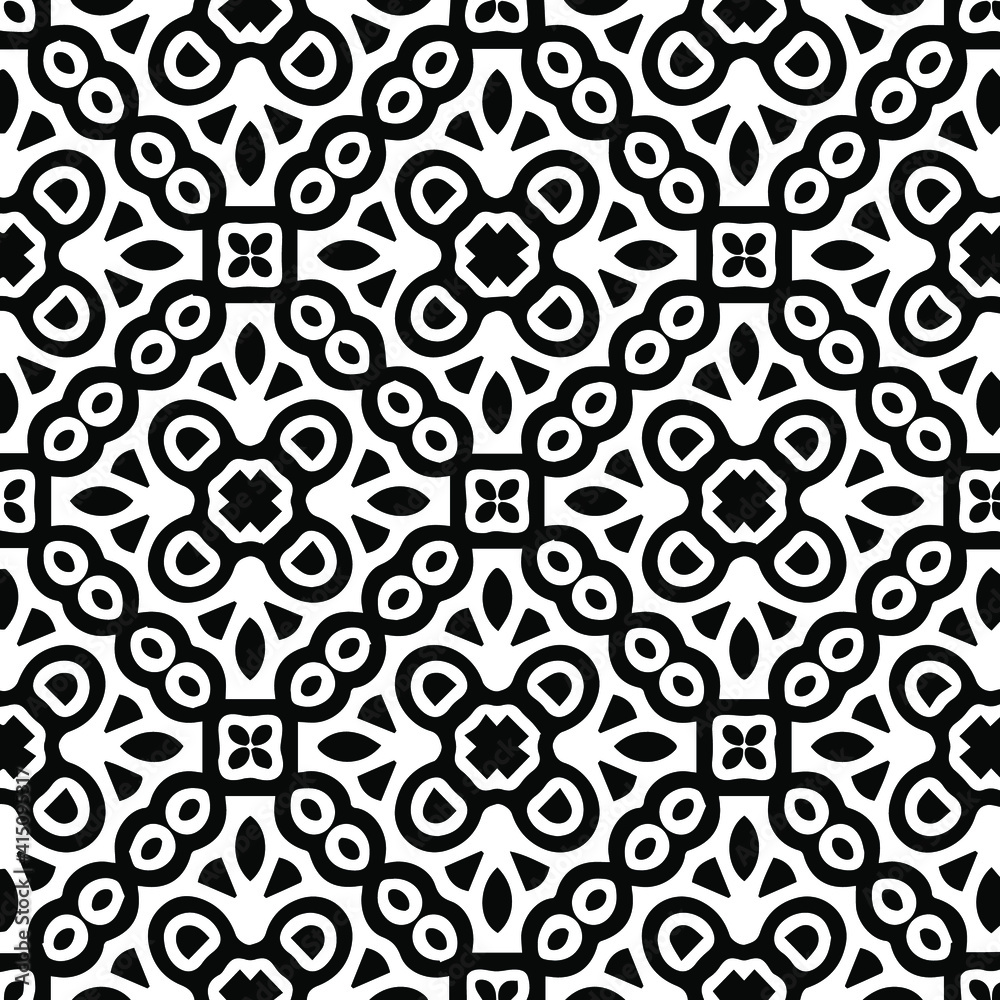 Geometric vector pattern with triangular elements. Seamless abstract ornament for wallpapers and backgrounds. Black and white colors. Geometric vector pattern with triangular elements. Seamless abstract ornament for wallpapers and backgrounds. Black and white colors.