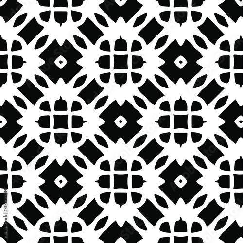 Geometric vector pattern with triangular elements. Seamless abstract ornament for wallpapers and backgrounds. Black and white colors.