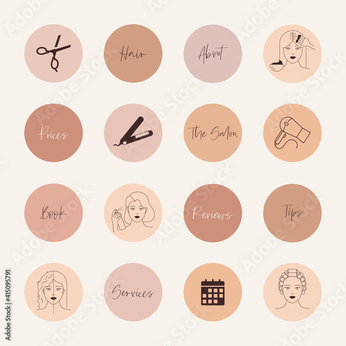 Hair salon social media highlight covers