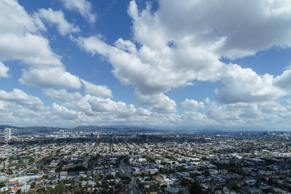 Aerial view of the LA basin after the rain