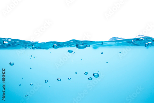 Water wave splash bubble water wave in clean blue water