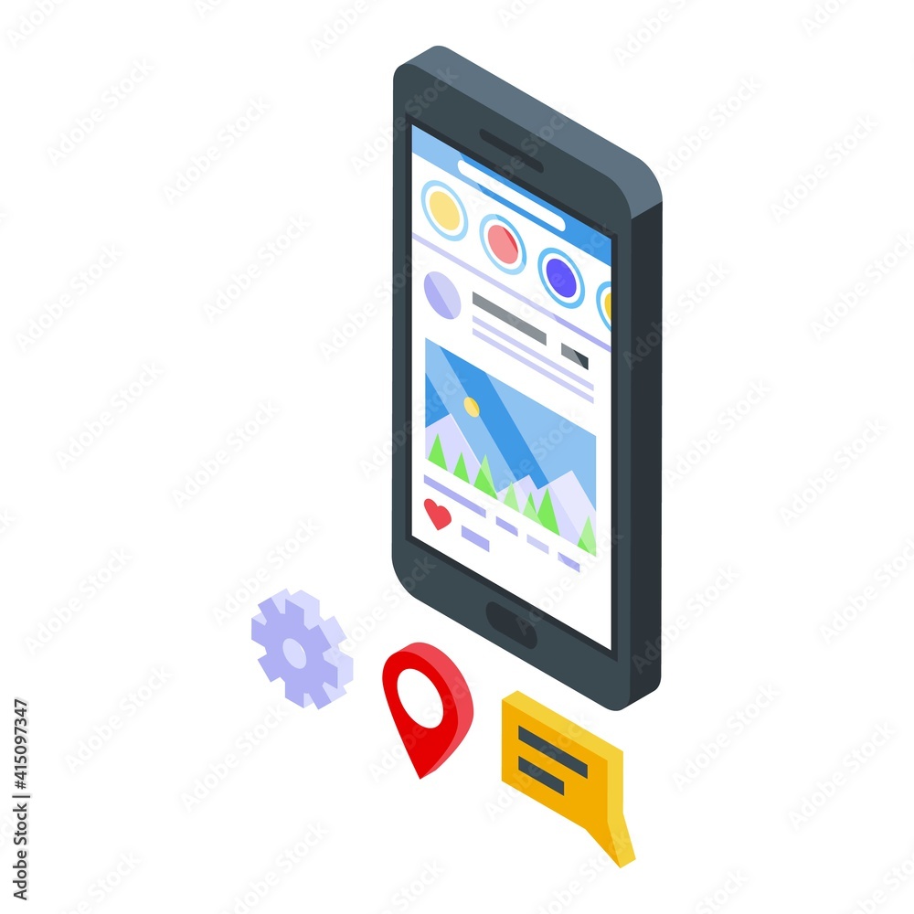 Customer database smartphone icon. Isometric of customer database smartphone vector icon for web design isolated on white background