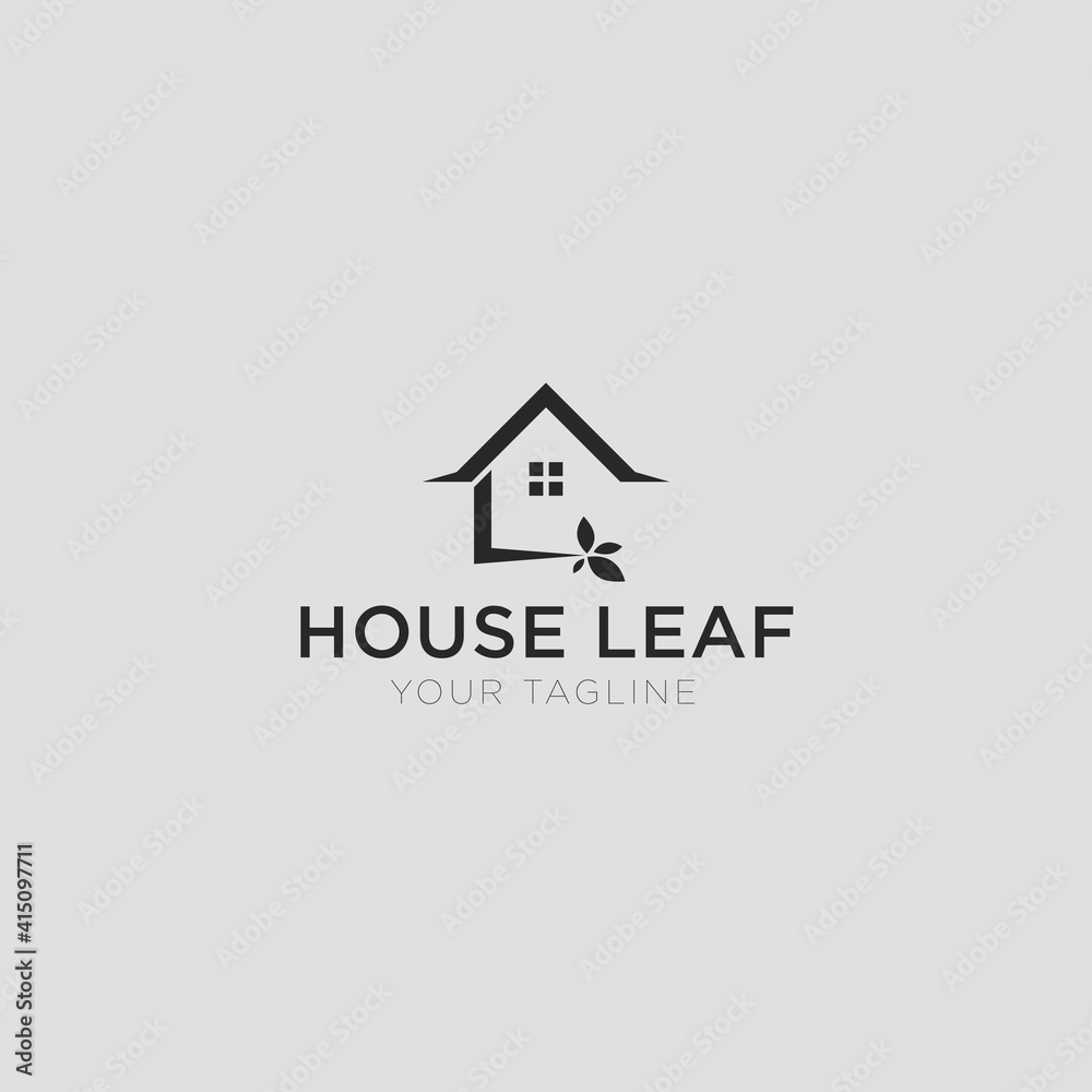 Simple House Leaf Logo Design Template Simple House Leaf Logo Design Template
