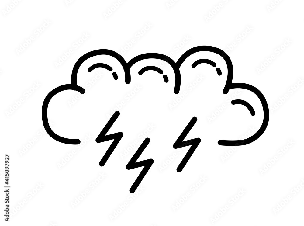Outline storm cloud isolated on white background, vector Outline storm cloud isolated on white background, vector