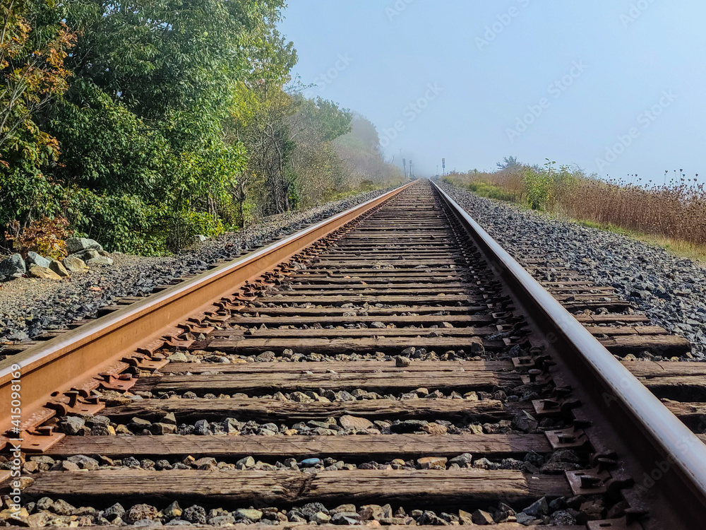 Fototapeta premium Railway Train Tracks Near the Beach