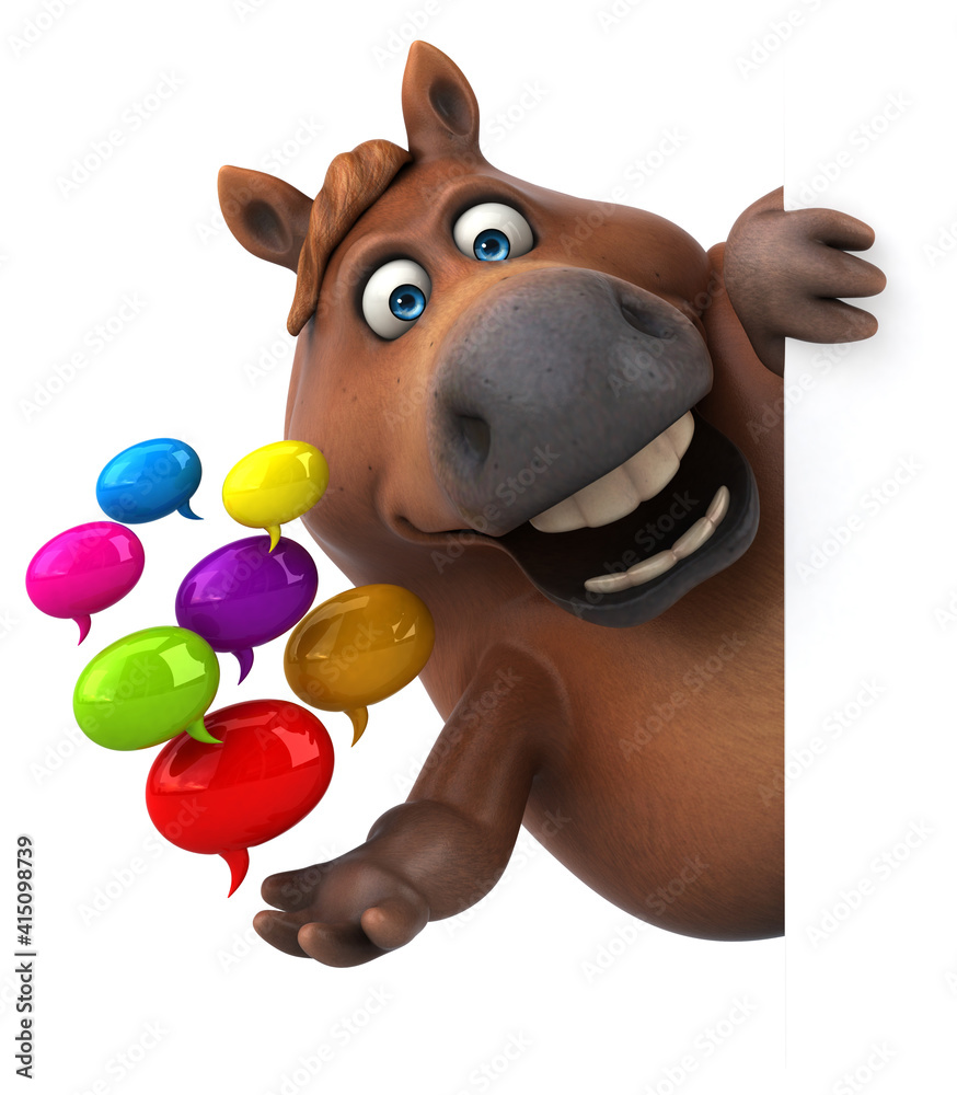 Naklejka premium Fun horse - 3D Illustration
