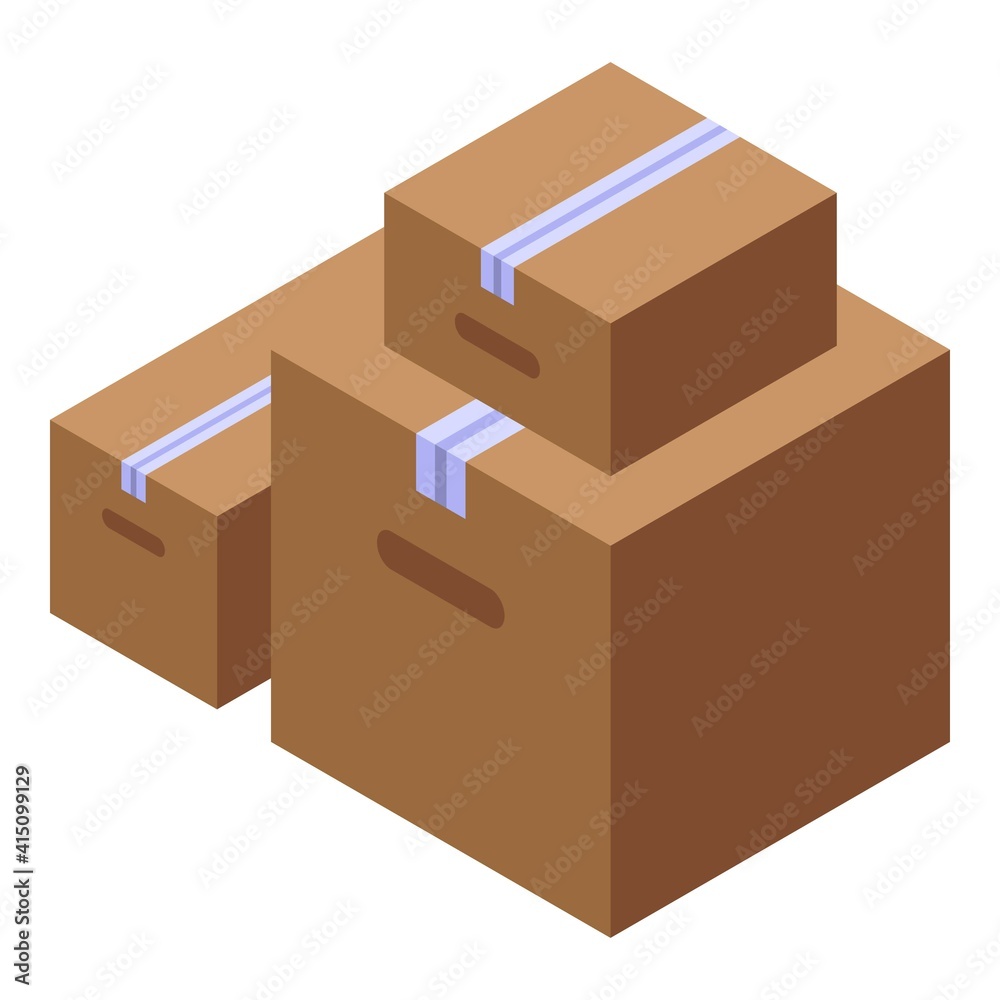 Boxes with parcels icon. Isometric of boxes with parcels vector icon for web design isolated on white background Boxes with parcels icon. Isometric of boxes with parcels vector icon for web design isolated on white background