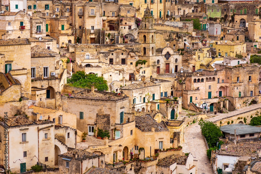 Italy, Basilicata, Province of Matera, Matera. Overview of the city.