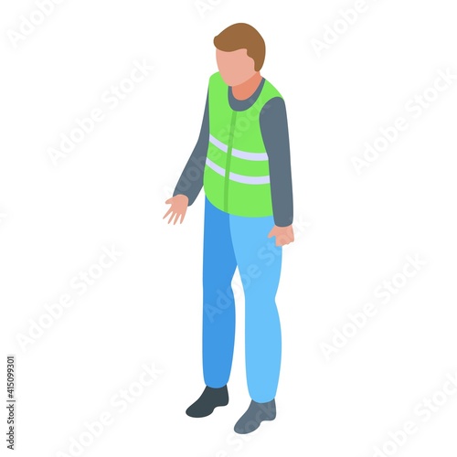 Worker in vest icon. Isometric of worker in vest vector icon for web design isolated on white background © ylivdesign