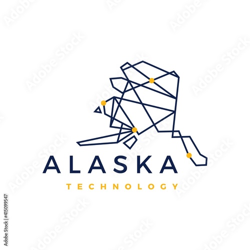 alaska technology connection geometric low poly logo vector icon illustration