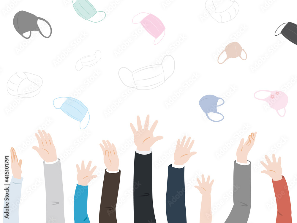 コロナウイルス収束後 マスクを捨てる バイバイマスク イラスト素材 Stock Vector Adobe Stock