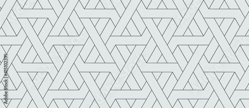 Pattern with straight lines and geometric shapes. Seamless geometric abstract linear texture. Monochrome Hexagonal background. Vector Graphic design for textile, fabric and wrapping.