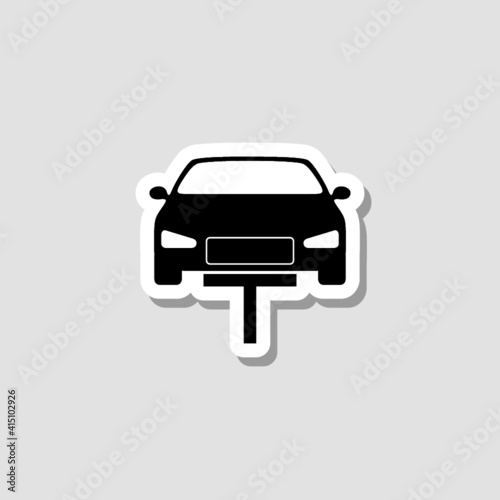 Hydraulic ramp with car sticker icon. Car lift sign