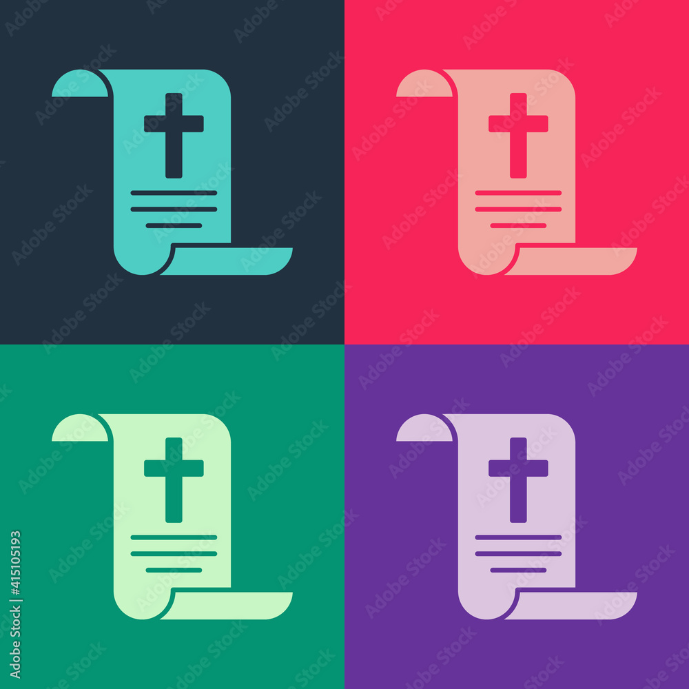 Pop art Decree, paper, parchment, scroll icon icon isolated on color background. Chinese scroll. Vector. Pop art Decree, paper, parchment, scroll icon icon isolated on color background. Chinese scroll. Vector.