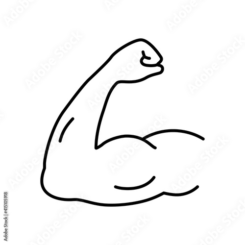Arm muscle line icon, strenght symbol photo