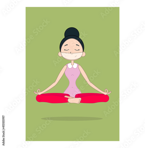 Vector illustration concept woman doing yoga and meditation